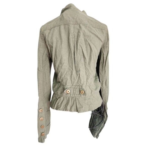 Taxi 100% Linen Military Utility Big Buttons Jacket Medium Safari Whimsigoth - Picture 9 of 9